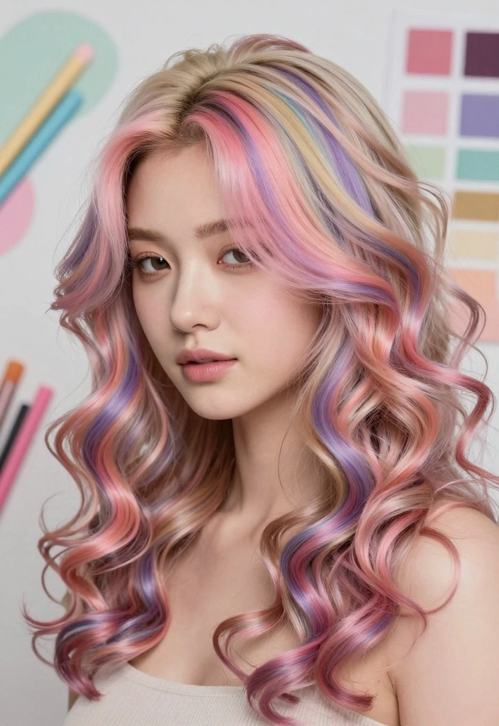 15 Pink and Blonde Hair Ideas: Playful Contrast - 3. Rainbow Pink and Blonde Highlights 1