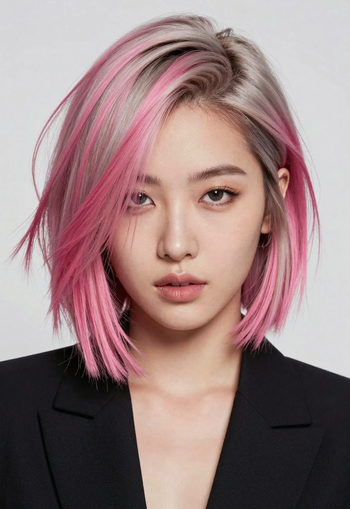 15 Pink and Blonde Hair Ideas: Playful Contrast - 7. Bold Pink and Ash Blonde Fusion 1