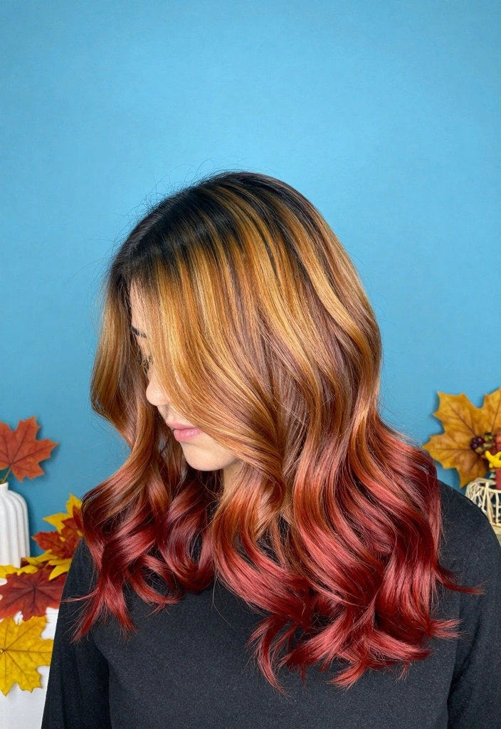 16 Fall Hair Color Ideas: Cozy Chic Shades - 14. Autumn-inspired Ombre 1
