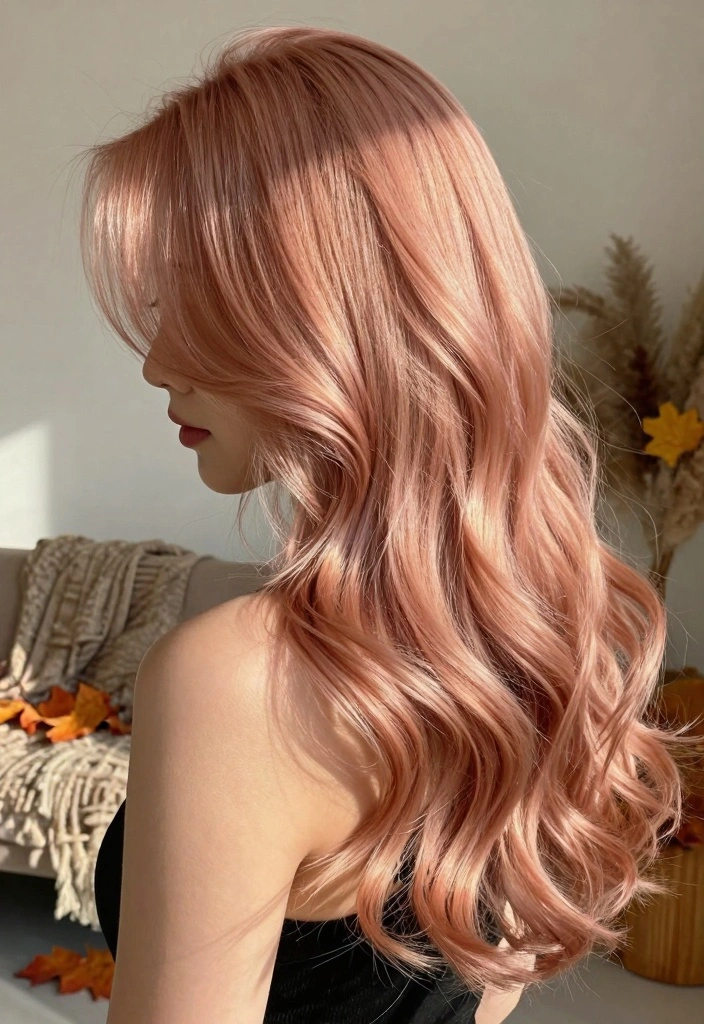 16 Fall Hair Color Ideas: Cozy Chic Shades - 15. Soft Rose Gold Balayage 1