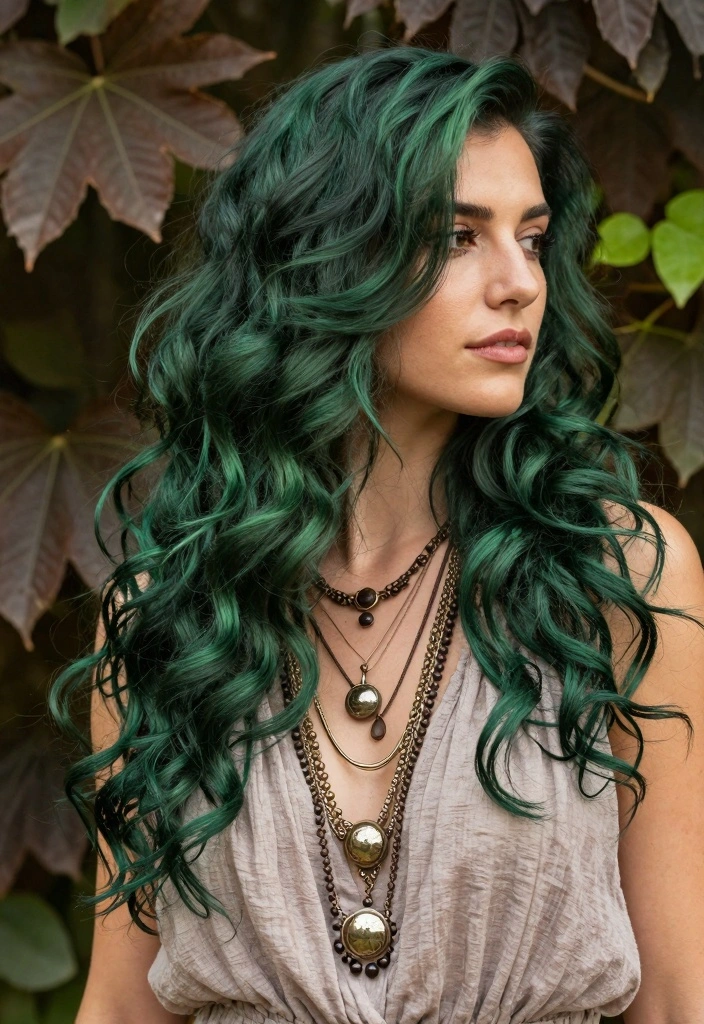 16 Fall Hair Colors for Black Women Ideas: Bold Radiance - 5. Deep Forest Green 1