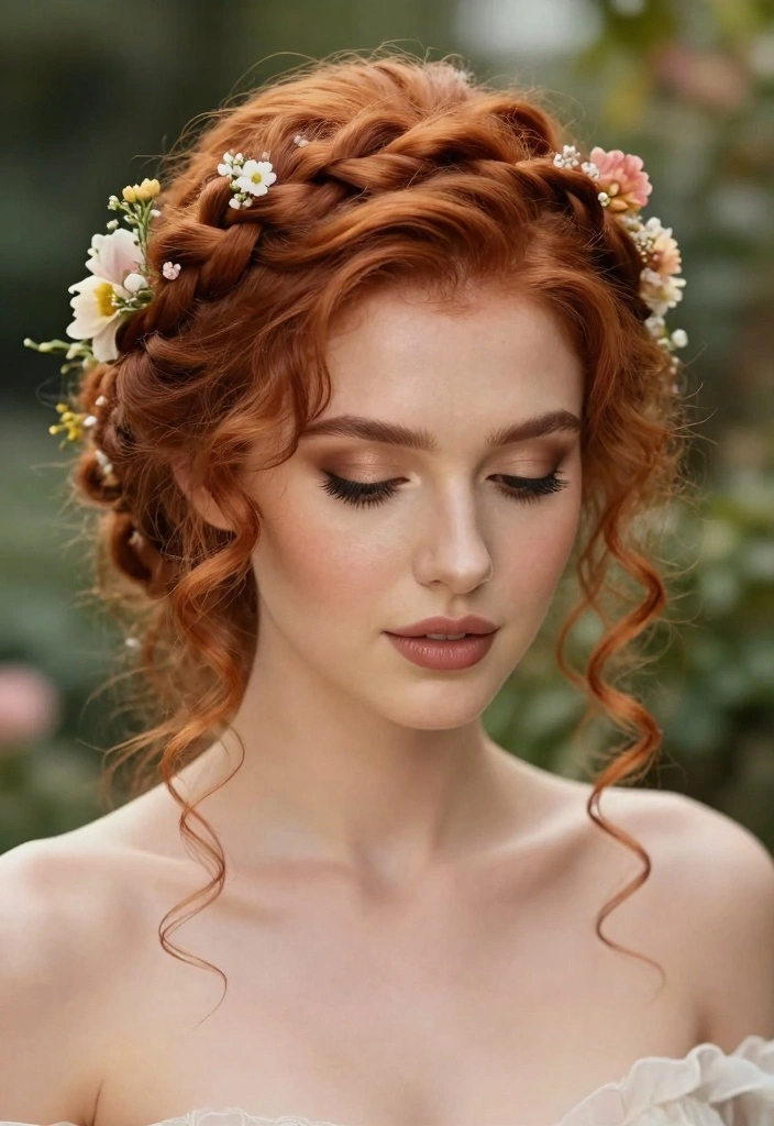 16 Ginger Hair Style Ideas: Soft Natural Fire - 3. Fiery Braided Crown 1