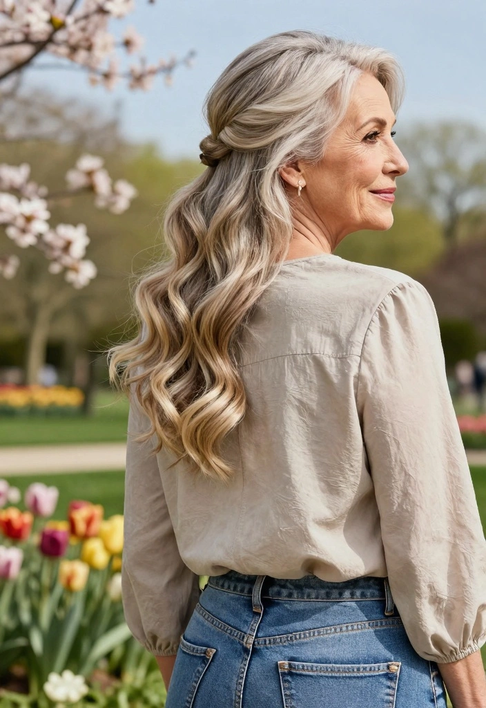 16 Hair Styles for Women Over 70 Ideas: Elegant Confidence - 11. Half-Up, Half-Down 1