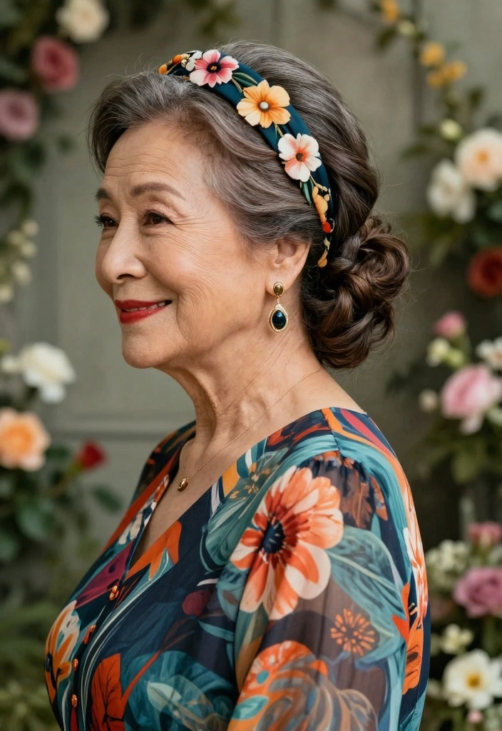 16 Hair Styles for Women Over 70 Ideas: Elegant Confidence - 16. Creative Hair Accessories 1