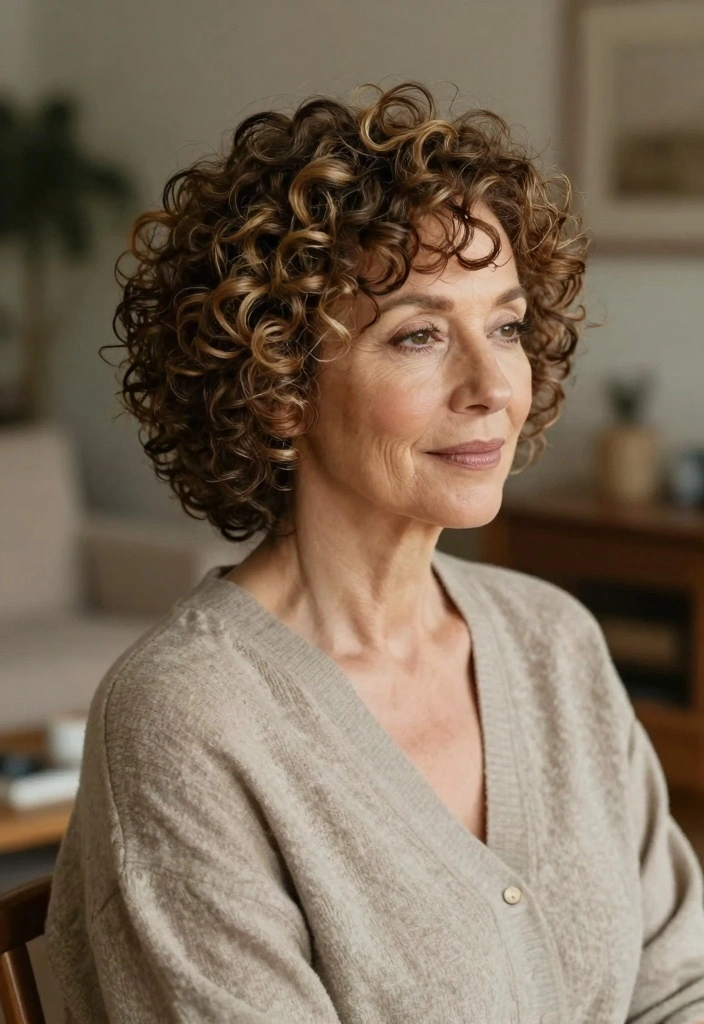 16 Hairstyles Over 50 Ideas for Timeless Youthful Style - 16. Natural Curly Updo 1