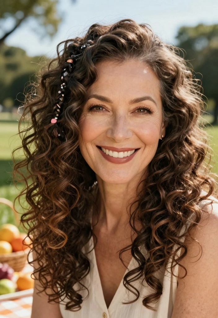 16 Hairstyles Over 50 Ideas for Timeless Youthful Style - 9. Half-Up, Half-Down Style 1