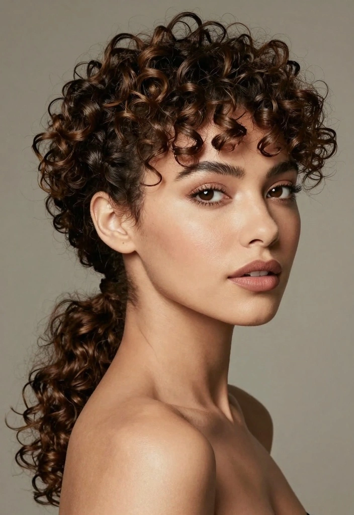 16 Layered Curly Hair Ideas for Shape and Bounce - 14. Layered Curls with a Low Ponytail 1