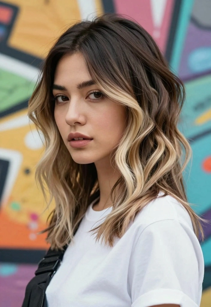 16 Layered Wavy Hair Ideas for Effortless Texture - 11. Geometric Layers for Edge 1