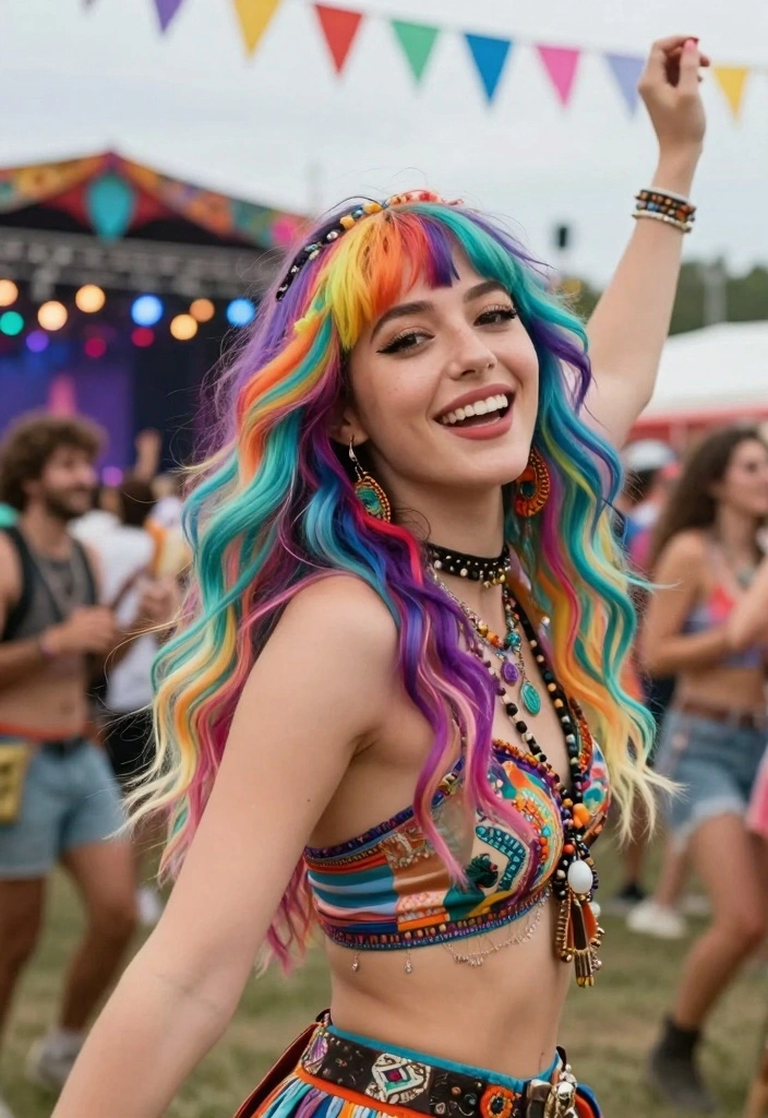 16 Layered Wavy Hair Ideas for Effortless Texture - 7. Vibrant Colors with Waves 1