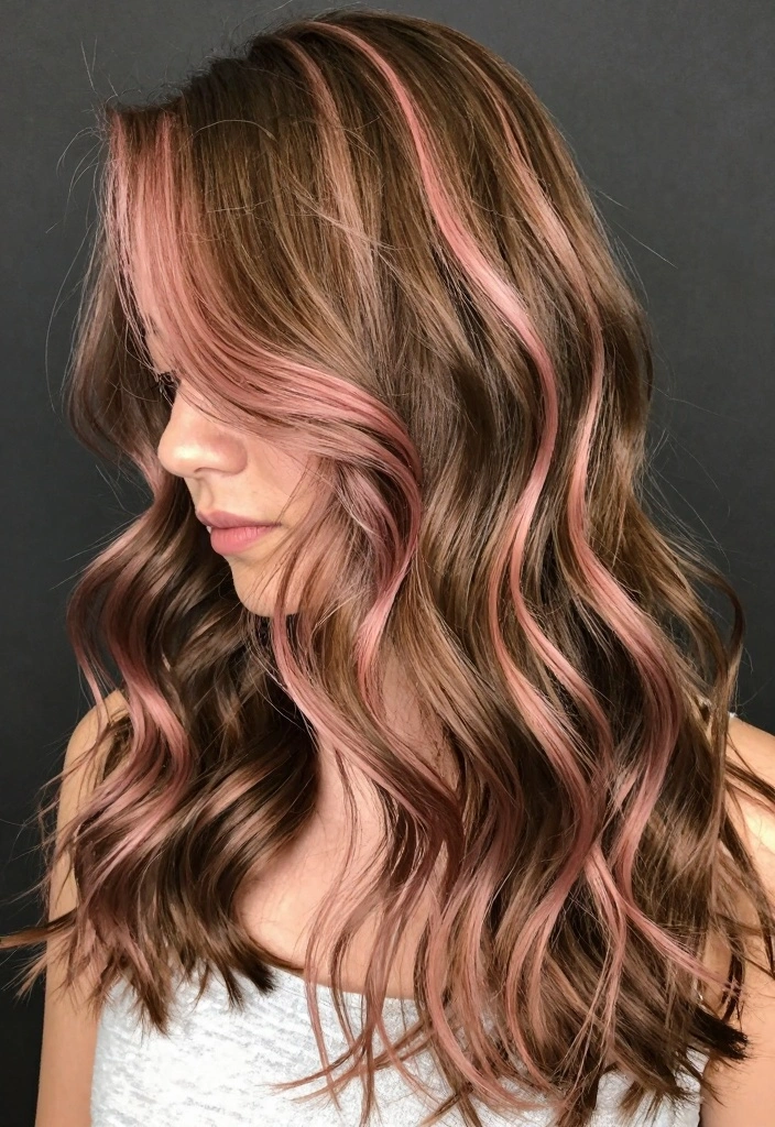 16 Medium Brown Hair With Highlights Ideas for Natural Lift - 6. Rose Gold Highlights 1