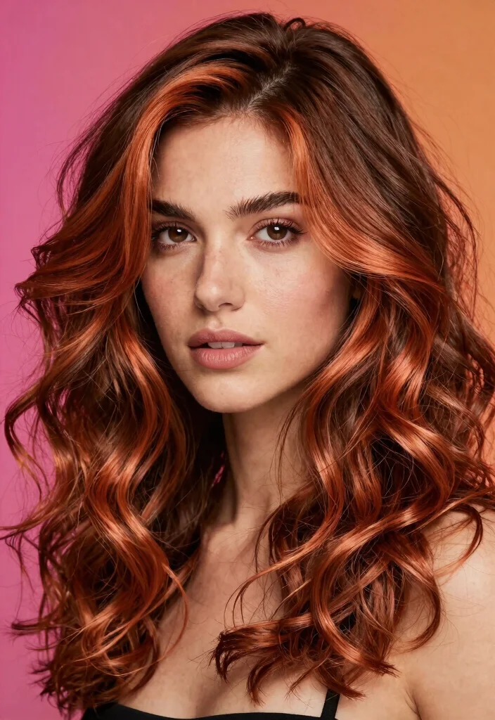 16 Medium Brown Hair With Highlights Ideas for Natural Lift - 9. Bold Copper Highlights 1