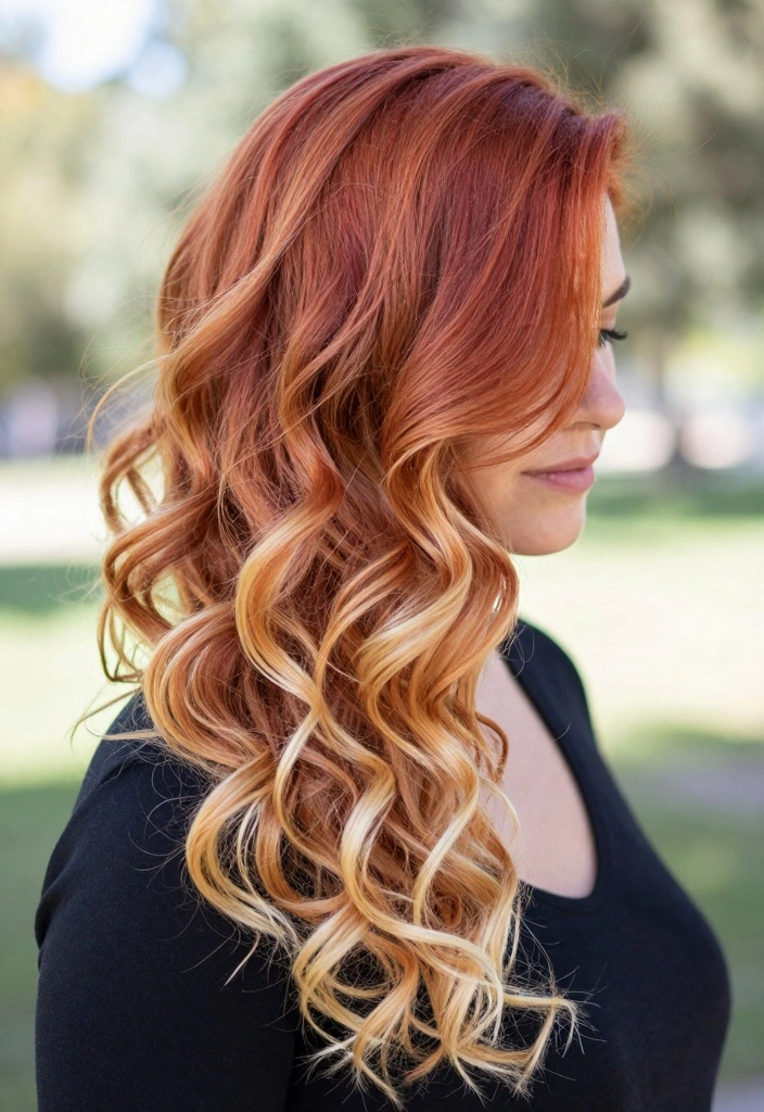 16 Red Blonde Hair Ideas for a Strawberry Glow - 2. Fiery Red Blonde Ombre 1