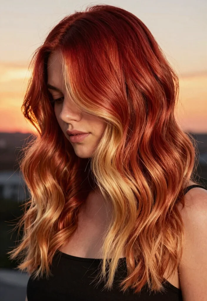 16 Red Blonde Hair Ideas for a Strawberry Glow - 8. Sunset Inspired Red Blonde 1