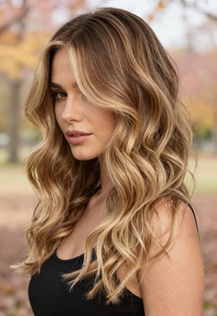 17 Fall Hair Color for Brunettes Ideas: Warm Dimension - 10. Sandy Blonde Balayage 1