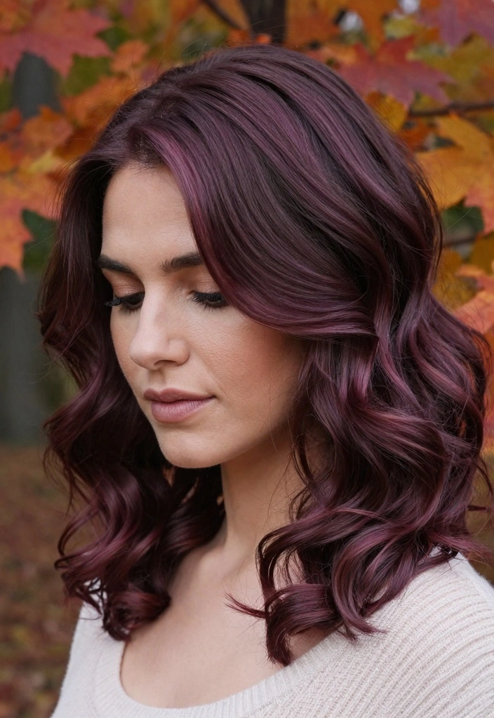 17 Fall Hair Color for Brunettes Ideas: Warm Dimension - 11. Subtle Plum Highlights 1