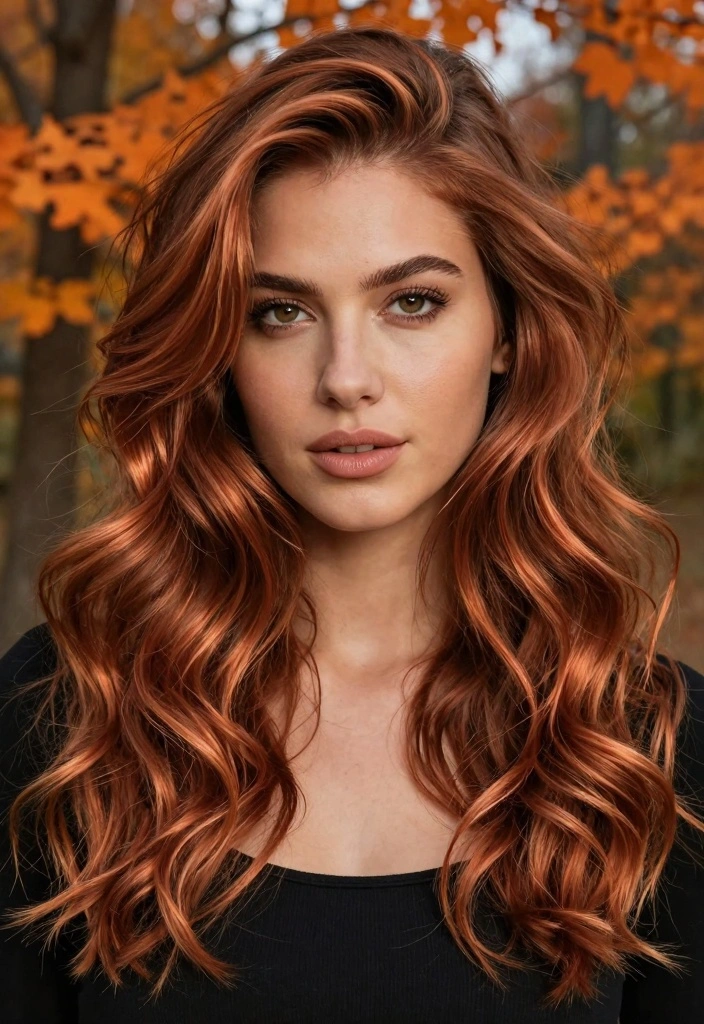 17 Fall Hair Color for Brunettes Ideas: Warm Dimension - 16. Rustic Copper Highlights 1