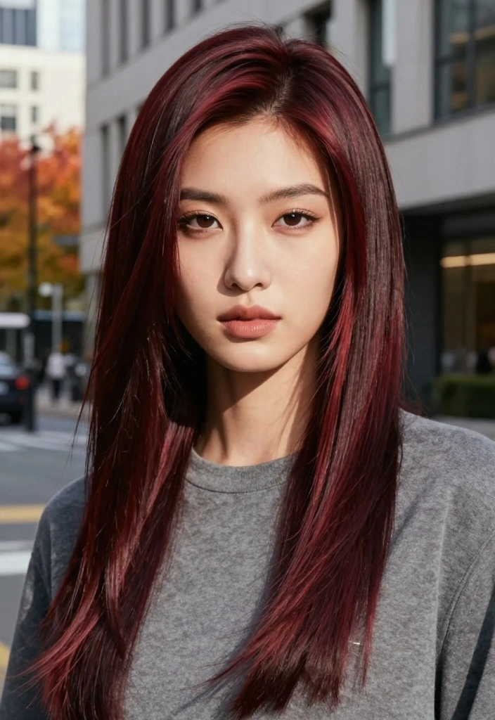 17 Fall Hair Color for Brunettes Ideas: Warm Dimension - 6. Bold Mahogany Balayage 1