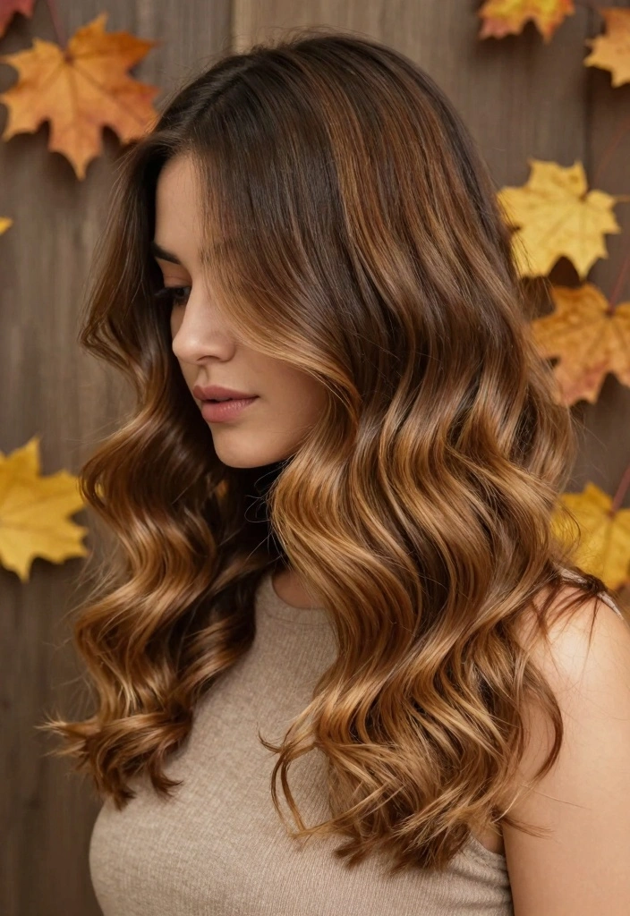 17 Fall Hair Color for Brunettes Ideas: Warm Dimension - 9. Warm Toffee Ombre 1