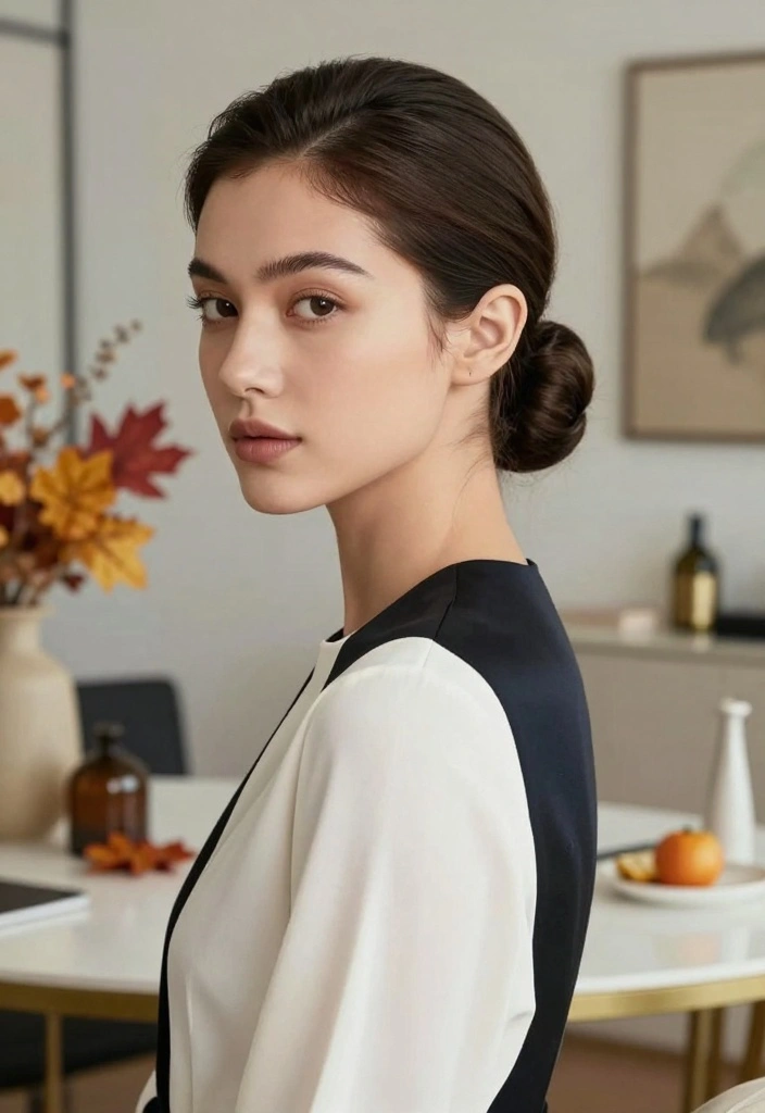 17 Fall Hair Styles Ideas Cozy Everyday Chic - 13. Sleek Low Bun 1