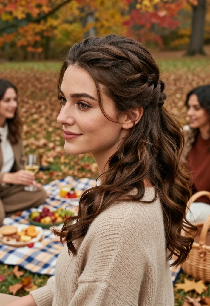 17 Fall Hair Styles Ideas Cozy Everyday Chic - 8. Simple Half-Up, Half-Down Style 1