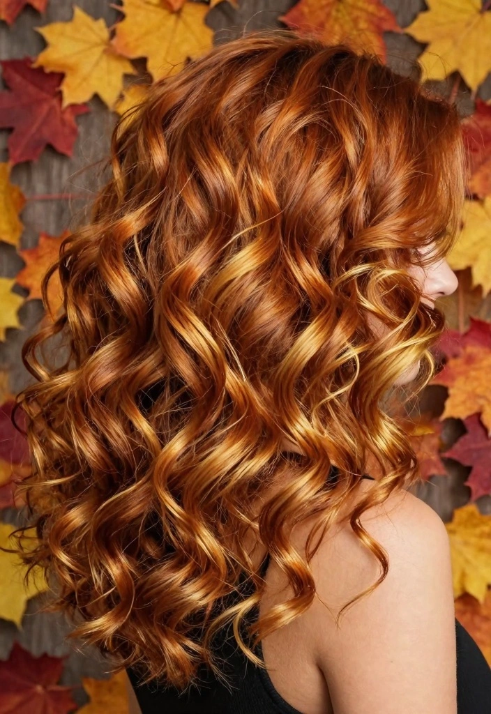 17 Fall Red Hair Color Ideas: Warm Fiery Tones for Curly Textures - 10. Pumpkin Spice Highlights 1