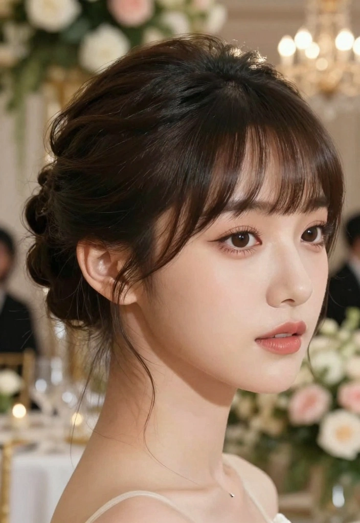 17 Hairstyles for Thin Hair Fine Over 50 Ideas for a Fuller Look - 12. The Updo with Bangs 1