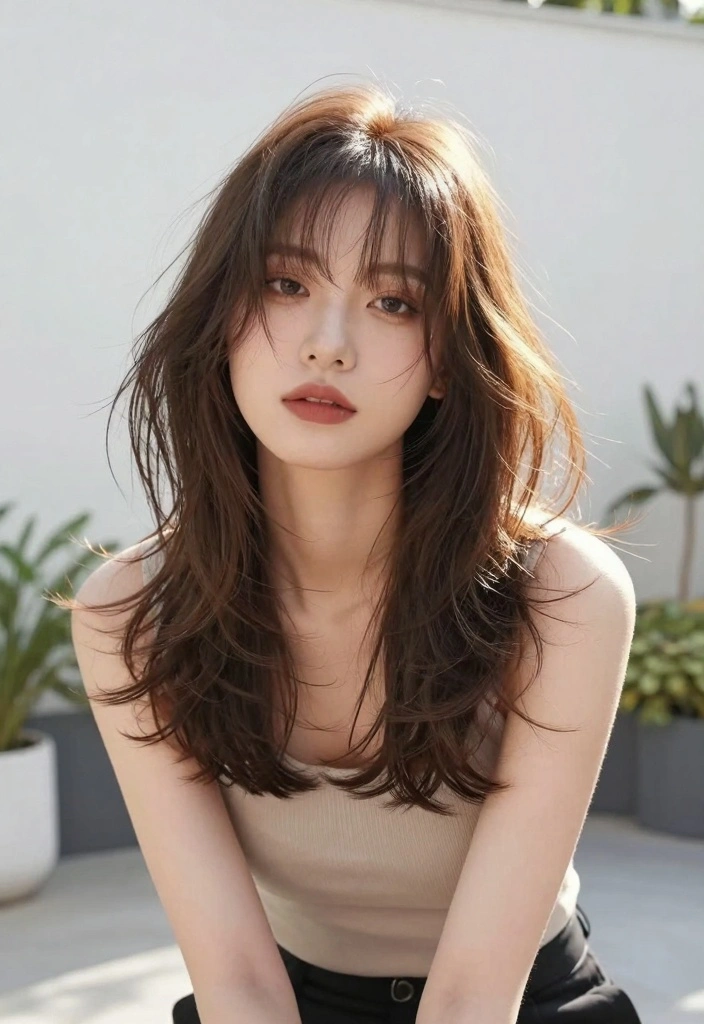 17 Hairstyles for Thin Hair Fine Over 50 Ideas for a Fuller Look - 5. The Textured Lob with Wispy Bangs 1