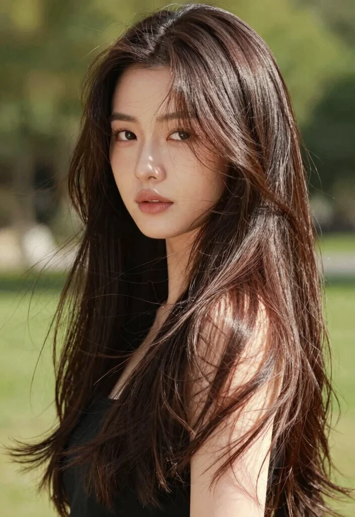 17 Korean Hair Ideas for a Clean Soft Aesthetic - 2. Glossy Long Layers 1