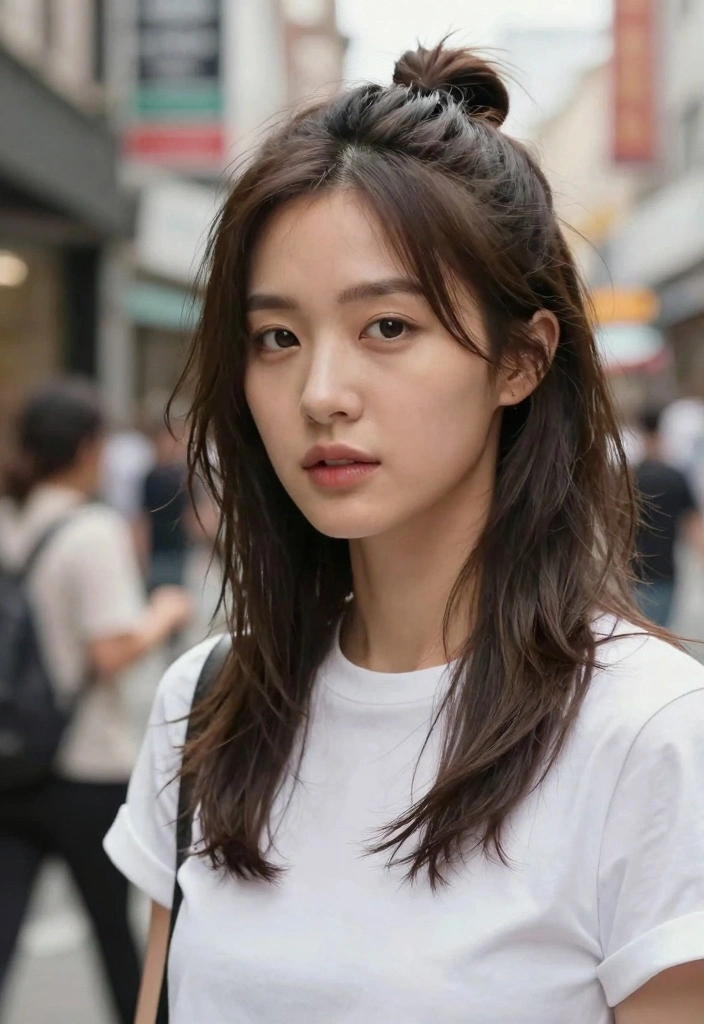 17 Layered Mid Length Hair Ideas: Easy Versatile Style - 10. The Messy Bun 1