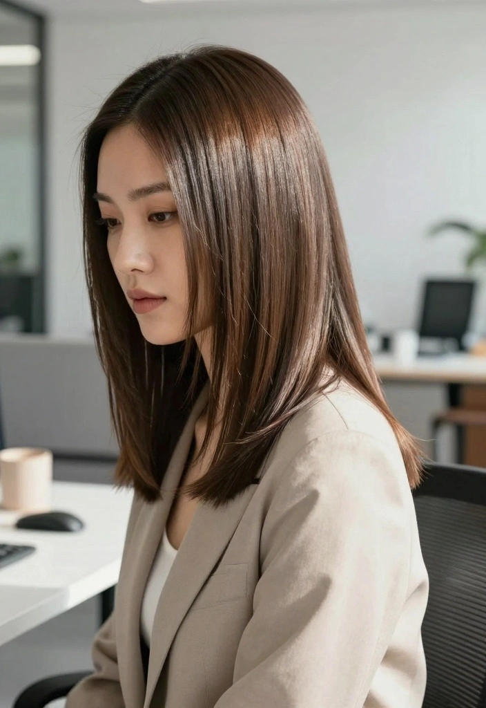 17 Layered Mid Length Hair Ideas: Easy Versatile Style - 2. Sleek and Straight 1