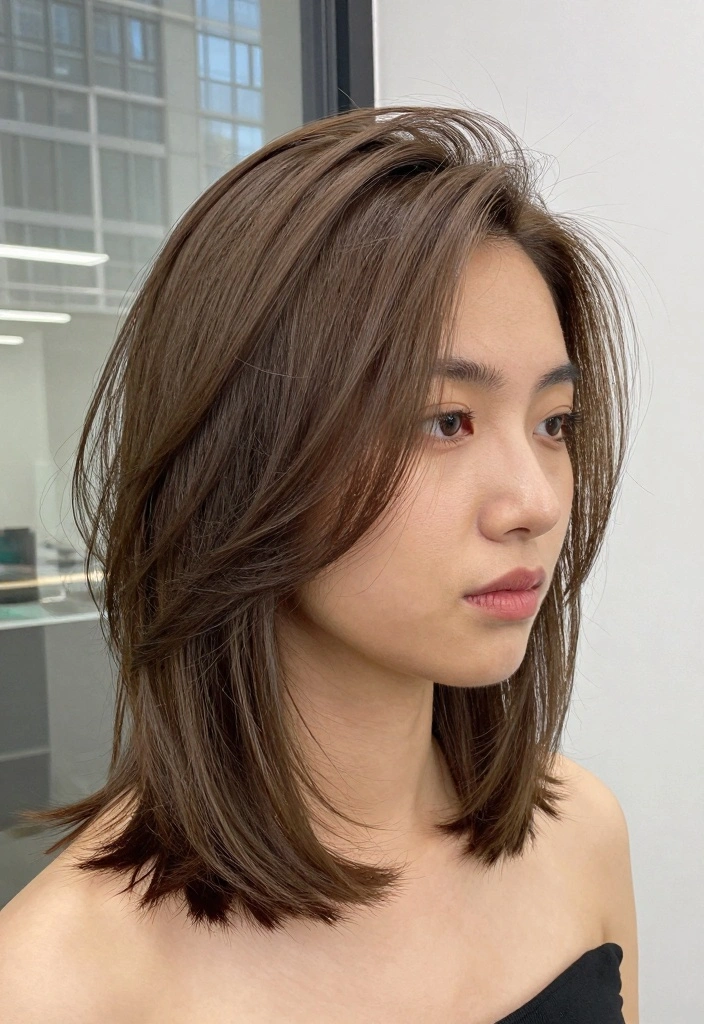 17 Layered Mid Length Hair Ideas: Easy Versatile Style - 6. Half-Up, Half-Down Style 1