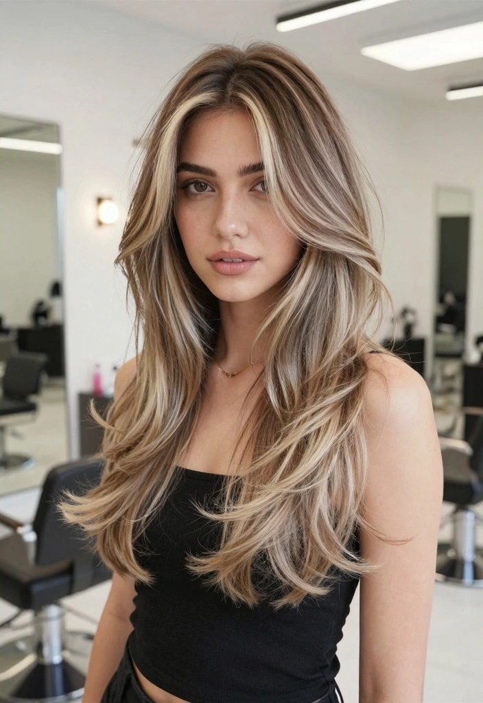 17 Long Layered Hair Ideas for Volume and Shape - 10. Textured Layers with Ombre Color 1