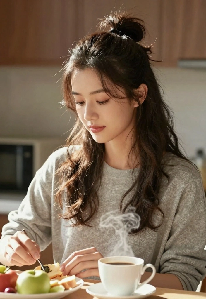 17 Long Layered Hair Ideas for Volume and Shape - 3. Messy Bun with Face-Framing Layers 1