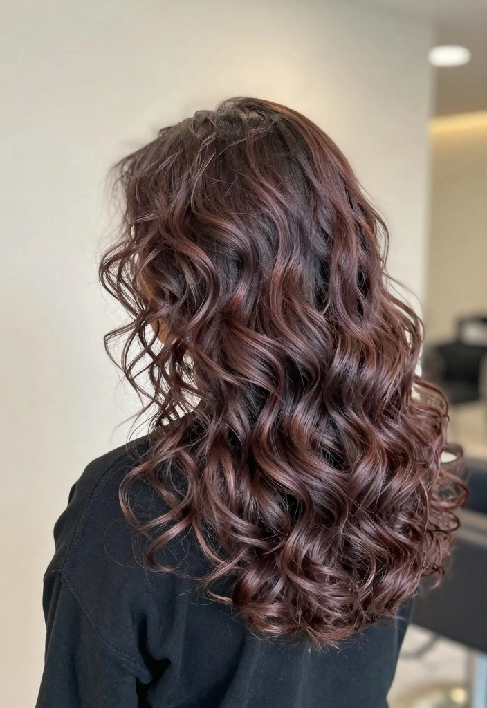 17 Red Wine Hair Color Ideas: Deep Luxe Tone - 10. Wine-Infused Curls with Highlights 1