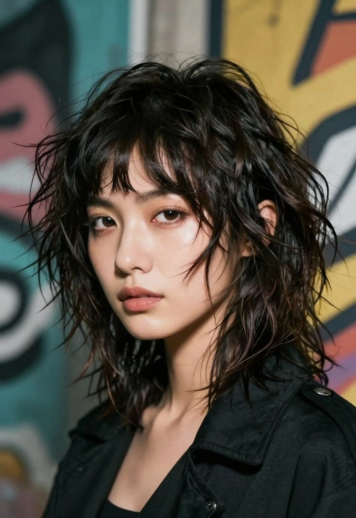 18 Elegant Long Hair Ideas for Women Over 50 - 14. Shaggy Cut with Bangs 1