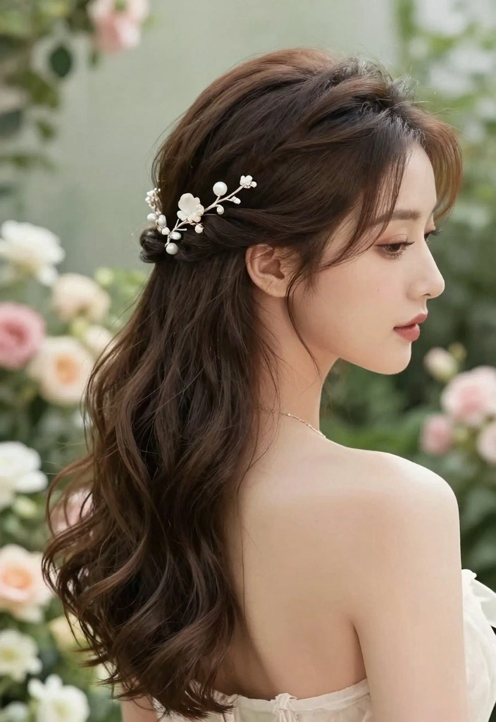 18 Elegant Long Hair Ideas for Women Over 50 - 6. Half-Up, Half-Down Styles 1