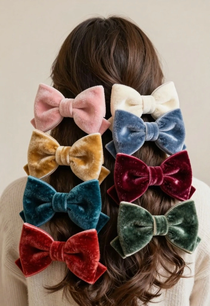 18 Hair Clip Ideas: Easy Stylish Accessory - 10. Velvet Bow Clips 1