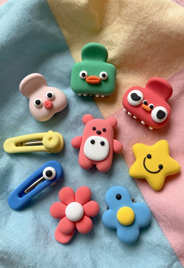 18 Hair Clip Ideas: Easy Stylish Accessory - 6. Clay and Resin Clips 1