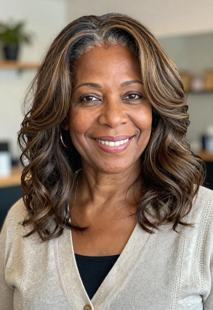 18 Older Black Women Hairstyles Over 50 Ideas Graceful Chic - 11. Wavy Lob with Highlights 1