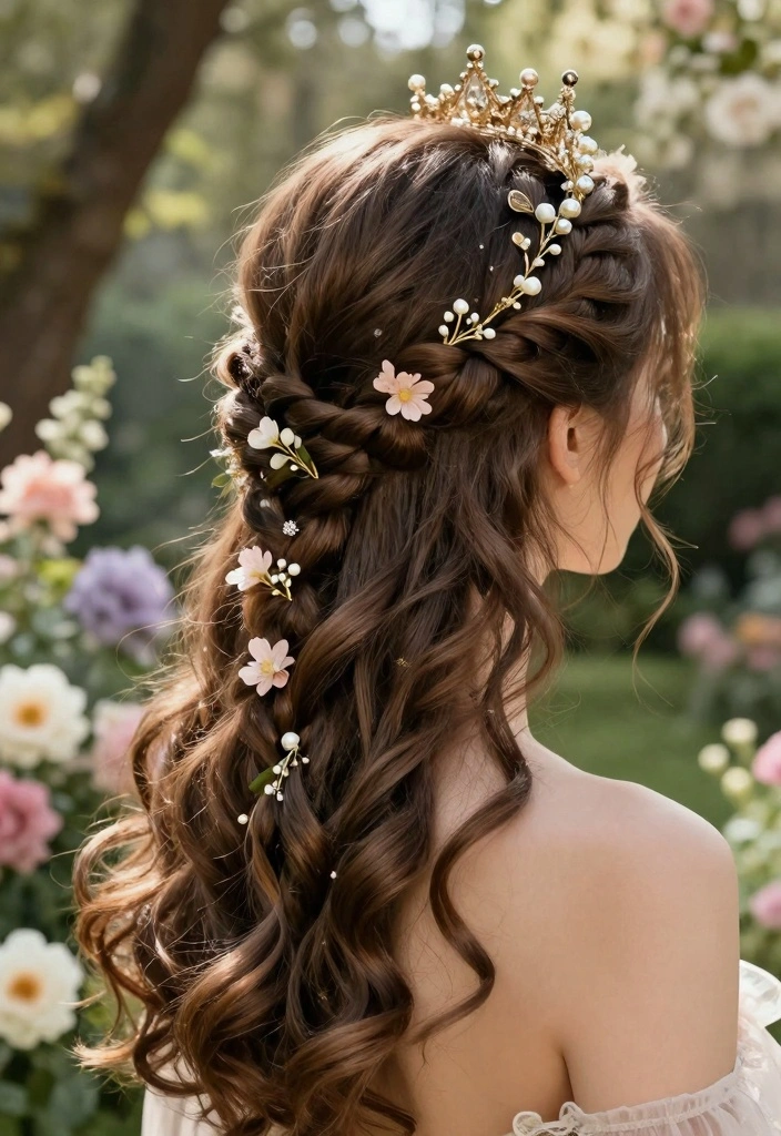 18 Princess Hair Ideas for Soft Fairytale Volume - 2. Enchanted Crown Braid 1