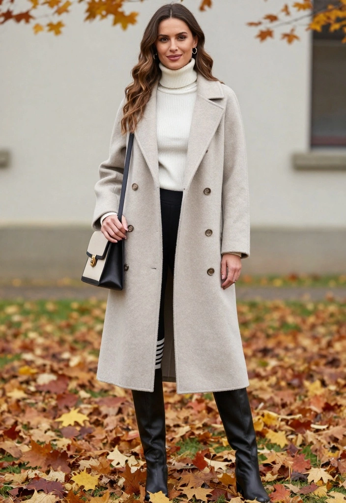 14 Adidas Firebird Pants Outfit Ideas For Women With Sporty Chic - 5. Layer with a Long Coat for Chic Elegance 1