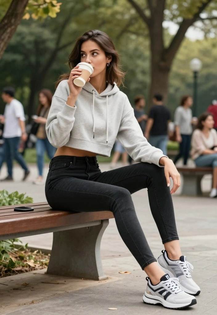 14 Black Skinny Jeans Outfit Ideas For Women That Always Work - 7. Sporty Vibes with a Hoodie 1