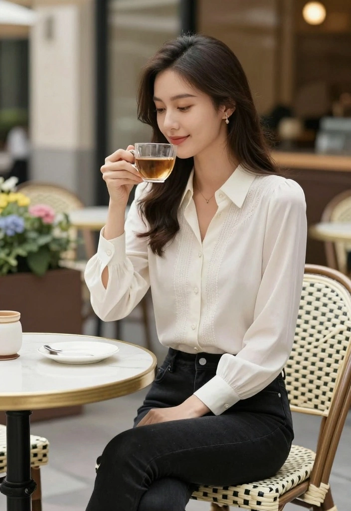 14 Black Skinny Jeans Outfit Ideas For Women That Always Work - 8. Feminine Touch with a Blouse 1