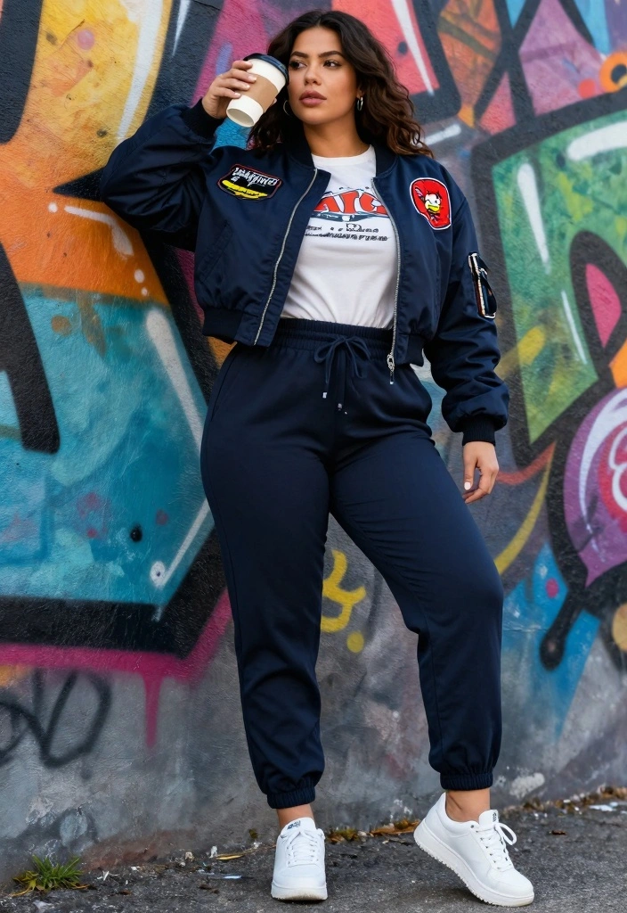 14 Cropped Jacket Outfit Ideas For Women With Balanced Proportions - 3. Sporty Vibe with Cropped Bomber Jacket 1