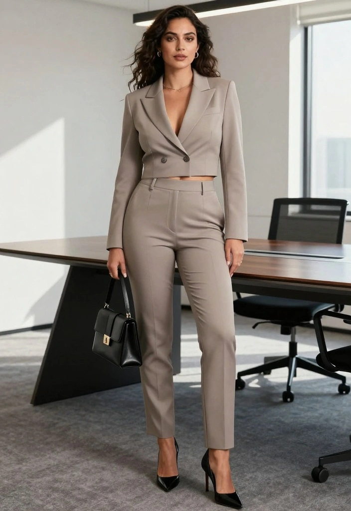 14 Cropped Jacket Outfit Ideas For Women With Balanced Proportions - 6. Sophisticated Look with Tailored Cropped Blazer 1