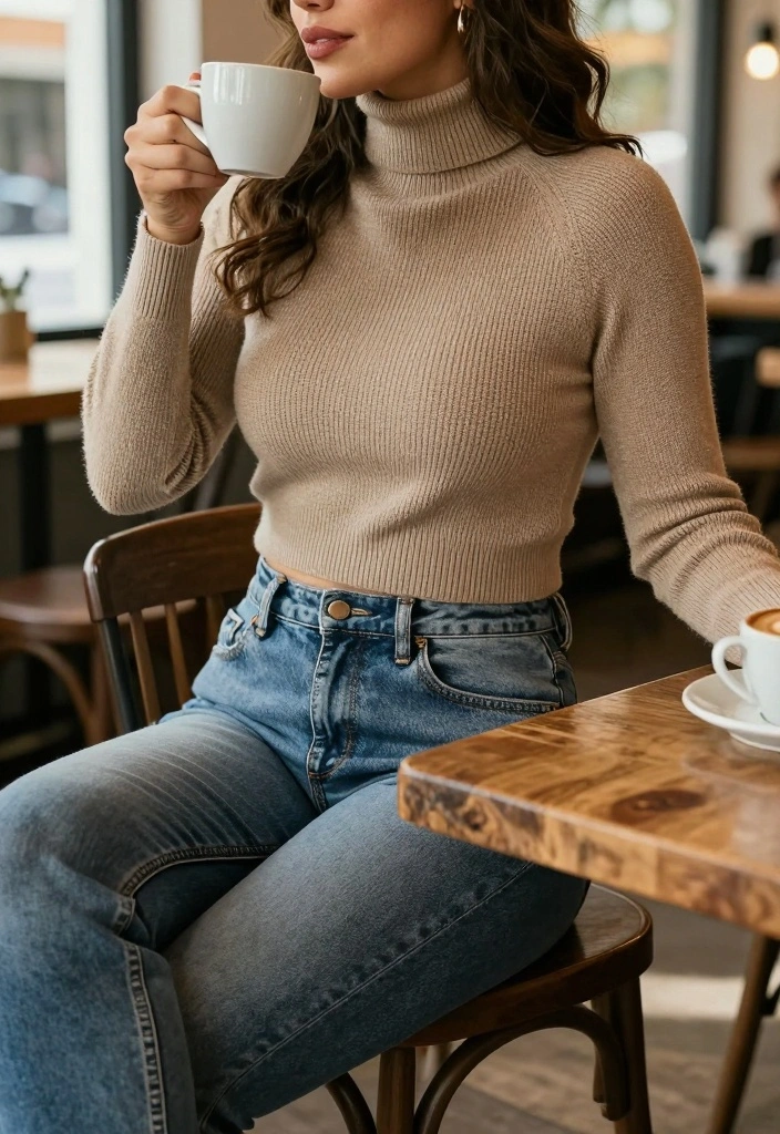 14 Cropped Jacket Outfit Ideas For Women With Balanced Proportions - 8. Chic and Cozy with Cropped Knit Jacket 1