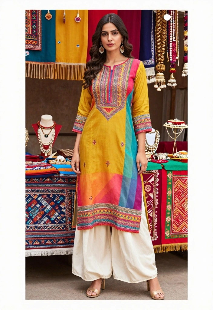 14 Indian Palazzo Pants Outfit Ideas For Women With Grace - 1. The Classic Kurti and Palazzo Combo 1