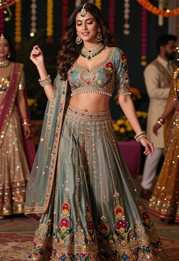 14 Indian Palazzo Pants Outfit Ideas For Women With Grace - 10. Festive Look with Heavy Embroidery 1