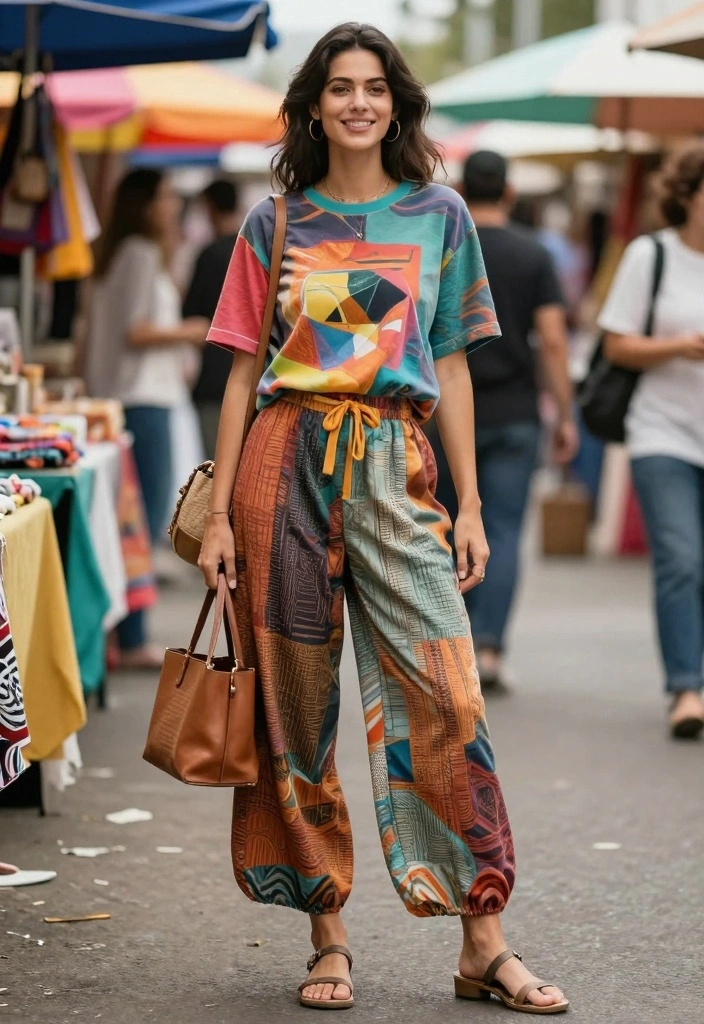 14 Indian Palazzo Pants Outfit Ideas For Women With Grace - 11. Casual Day Out with T-Shirt 1