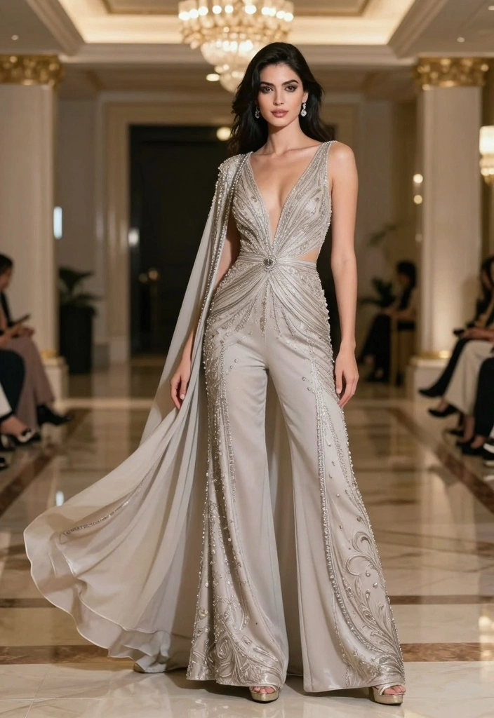 14 Indian Palazzo Pants Outfit Ideas For Women With Grace - 8. Elegant Evening Gown with Palazzo Pants 1